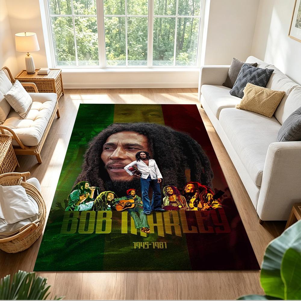 Bob Marley Area Rug Design for Entryway Outdoor Living Rooms Playrooms Anti-slip Rug Decorate Offices Perfect Gift for Women/Men