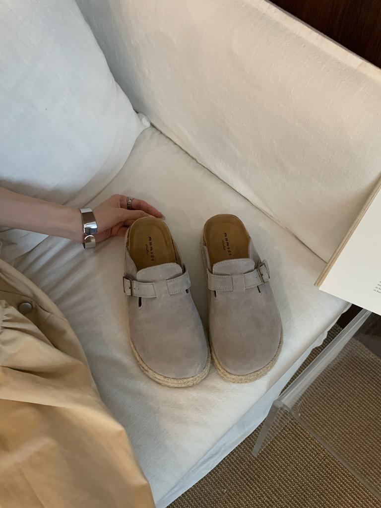 Fashion Fisherman shoe leather Baotou half slippers women's summer outside wear 2025 lacing senior sense thick bottom muffin bottom lazy