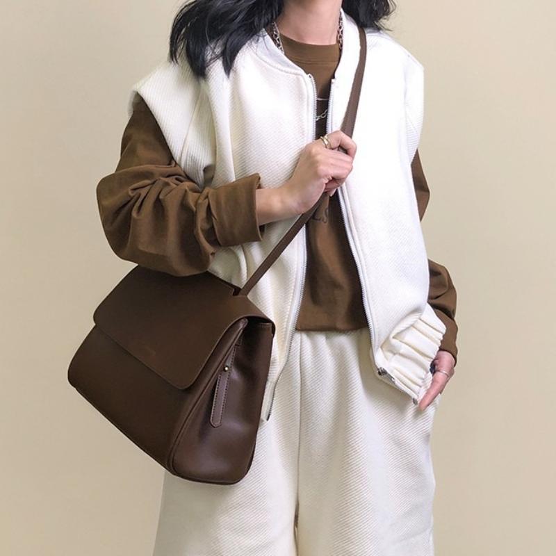 Fashi Shoulder Soft Leather Women's Bag,Large Capacity Hundred Crossbody Tote Underarm Bag, Genuine Leather Women's Bag