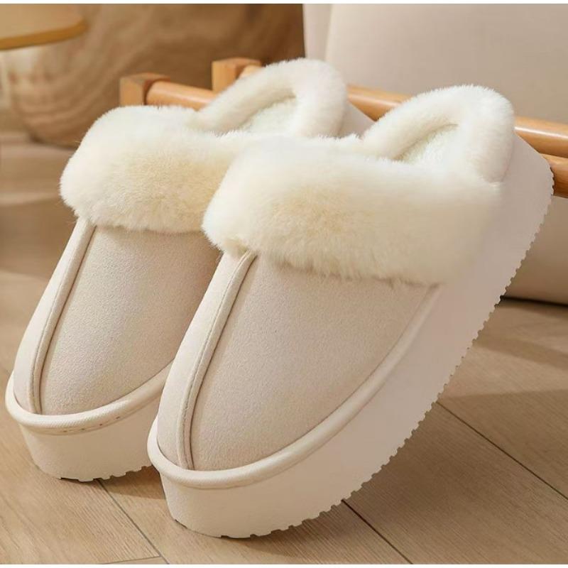 Cotton slippers women's winter simple can wear bags and snow boots piled thickened warm fluffy slippers couple cotton shoes