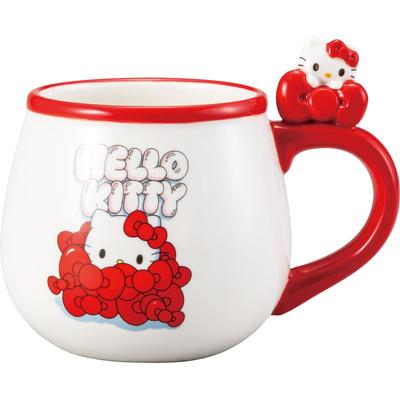Caneca Sanrio "Hello Kitty" Moderna com Figura, Fita, Branca, Aprox.. 9 x 10 cm, 340 ml, SAN4800