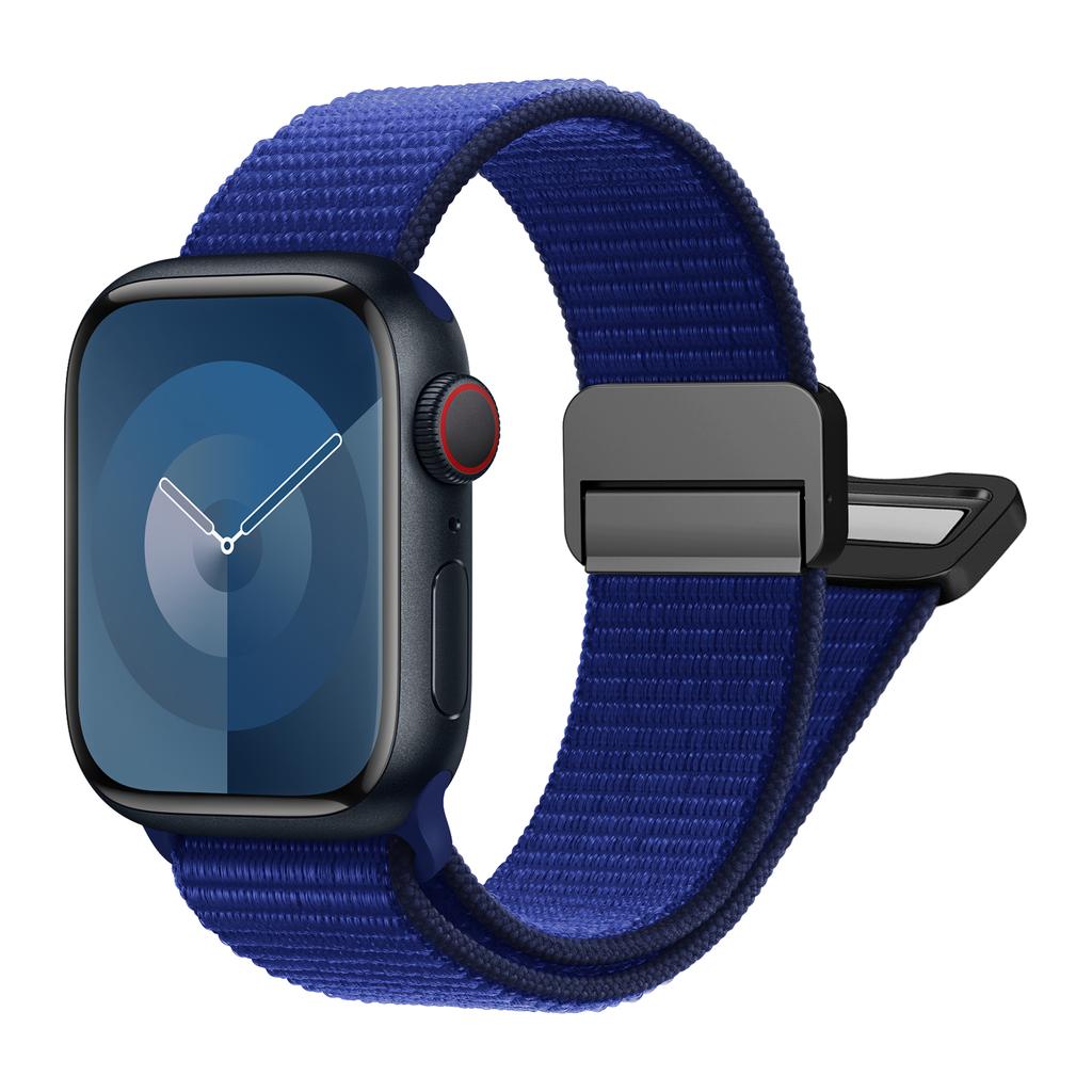 Sport Nylon Band for Apple Watch 40mm 41mm 42mm 44mm 45mm 49mm Adjustable Magnetic Stretchy Braided Strap for iWatch Series SE 9 8 7 6 5 4 3 Ultra 2