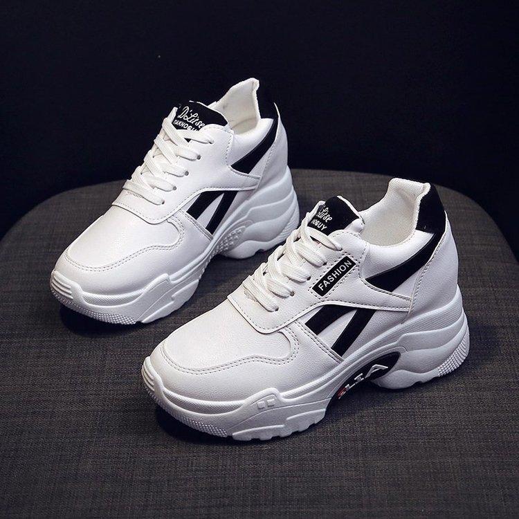 

New Women s Platform Sneakers - Fashion Thick Sole Dad Shoes, Lightweight Breathable Casual White Sports Shoes 40