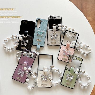 Rhinestone Butterfly Mobile Phone Case for Samsung Zflip6 Flip Folding for Huawei Pocket2 Bow Tie Love Chain