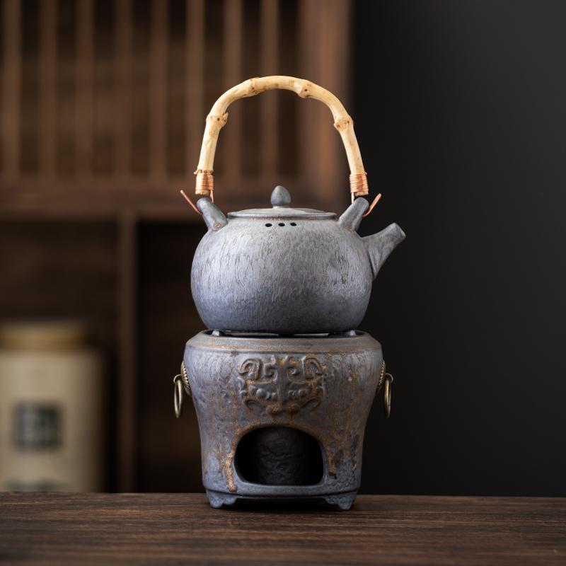 1 piece/1 set, antique ceramic teapot, alcohol lamp, ceramic heating base, tea making set, indoor fireplace stove, outdoor teapo
