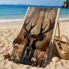 Deer With American Flag Background Beach Towel, Microfiber Beach Towel, Perfect For Pool, Beach, Travel, Home Decor Beach Party Fan Gifts