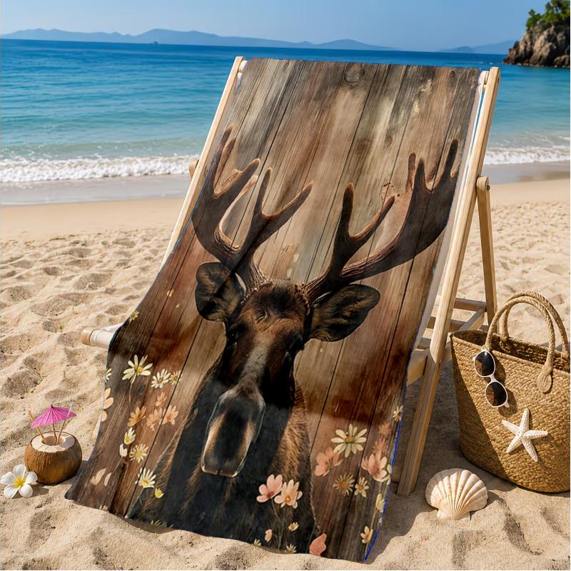 Deer With American Flag Background Beach Towel, Microfiber Beach Towel, Perfect For Pool, Beach, Travel, Home Decor Beach Party Fan Gifts