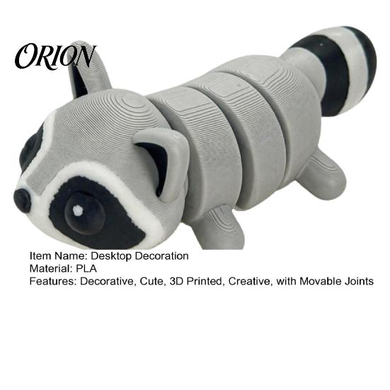 Raccoon Shaped Decoration 3D Printed Figurine with Movable Joints, Cute Articulated Smooth Edge Animal Desktop Ornament, Stress Relief Toy for