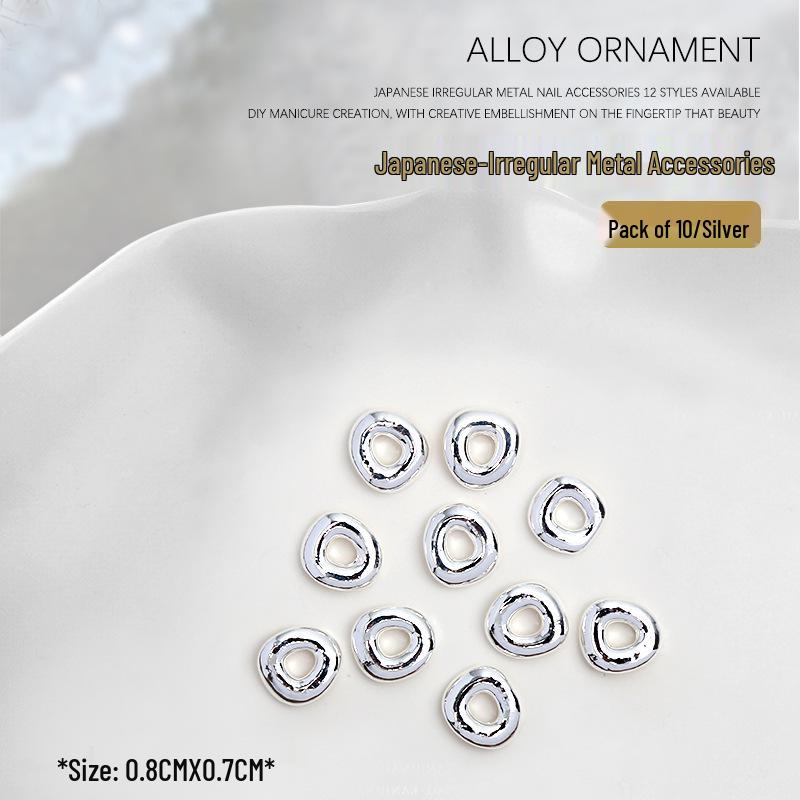 

Nail Art Alloy Rivet Embellishments: Irregular Round Frames & S-Curve Strips (10 Pieces)
