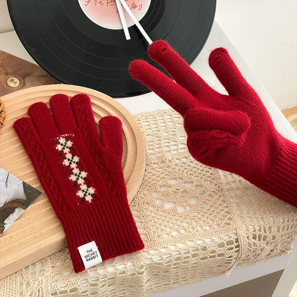 Soft Winter Knitted Gloves Fair Island Style Women Cycling Mittens Twists Pattern Gloves  Girls
