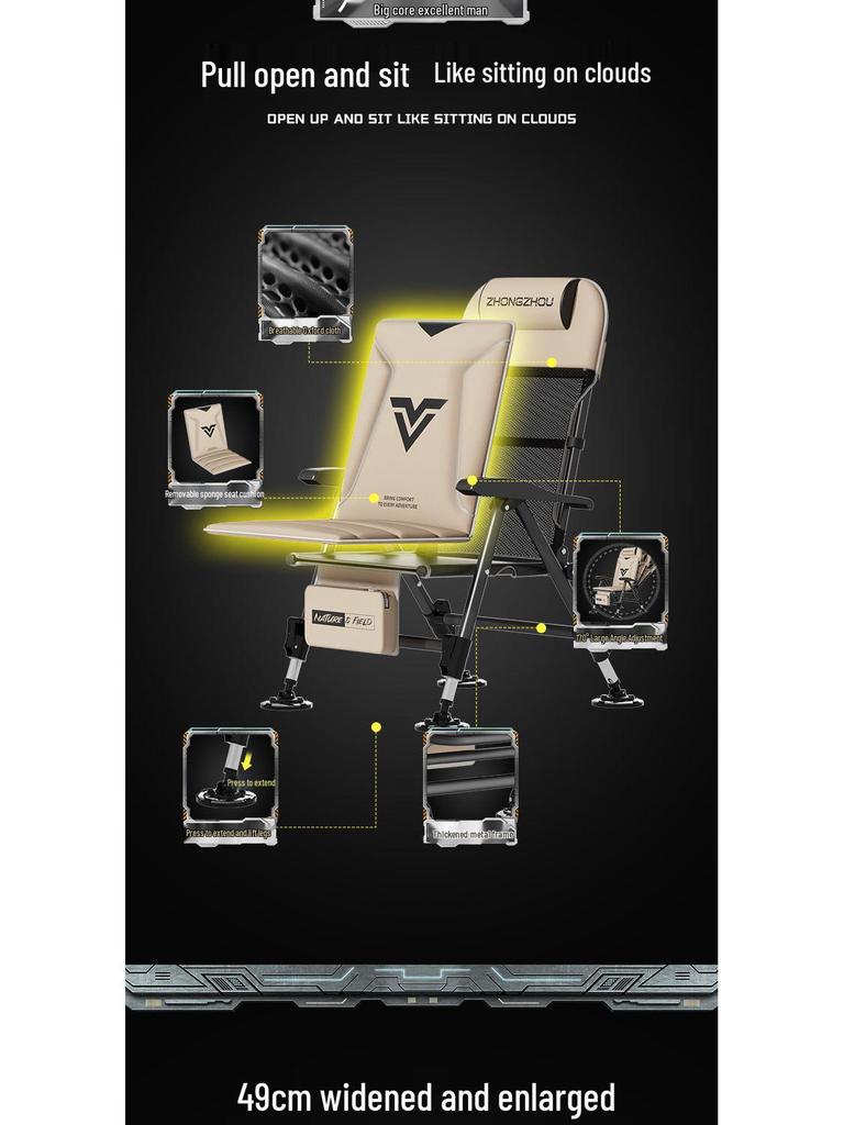 New European-Style Folding Reclining Multi-functional All-Terrain Metal Fishing Chair