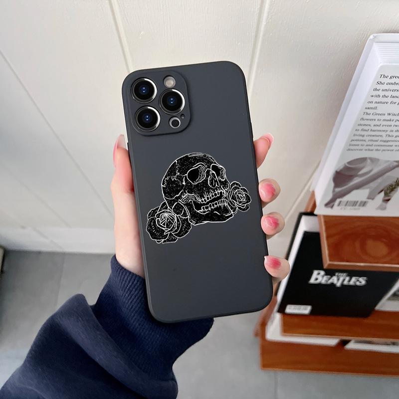 Grim Reaper Skull Skeleton Original Square Liquid Silicone Phone Case For iPhone 14 11 12 13 Pro Max Mini X XS XR 7 8 Plus Cover