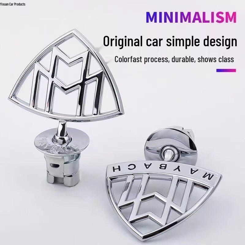 Mercedes-Maybach Emblem Set: S480 Hood Ornament, GLS480 Rear Emblem, S680 Logo, S580 Steering Wheel Badge.
