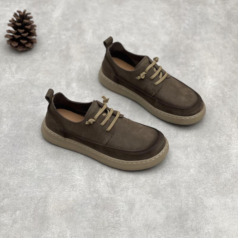 

Туфли из натуральной кожи Мужская повседневная обувь Эластичные резинки Ретро Мужская обувь Мягкая подошва Мягкая коровья кожа Одинарные туфли 38 серый