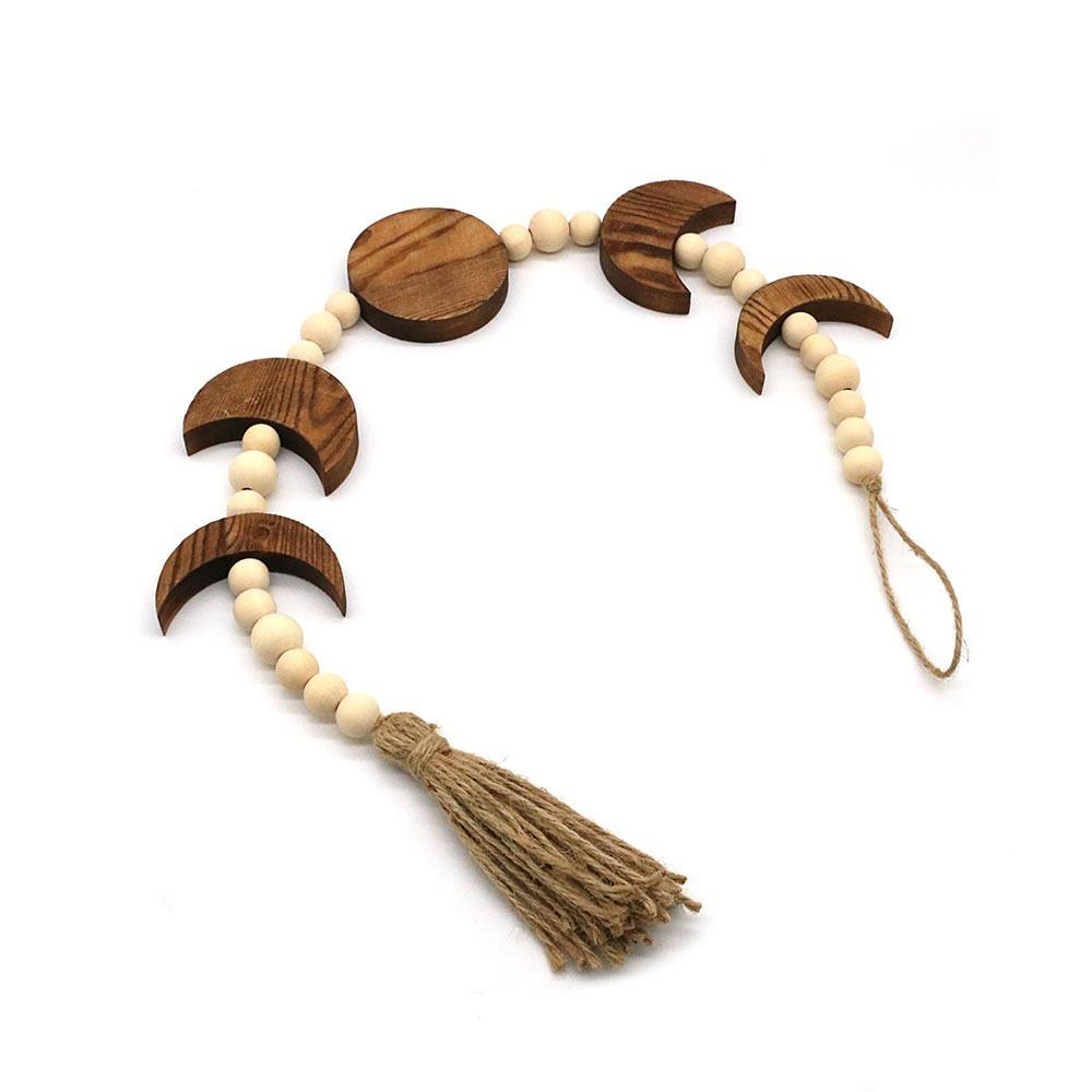 Wooden Linen Rope Ornament 29.92in Boho Wall Decoration Home Wall Pendant  Office