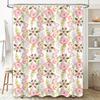 Beautiful Pink Floral Shower Curtain with Greenery Waterproof Fabric for Bathroom Decorations.