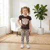 Children'S Summer Outfit New Fashionable Round Neck Short Sleeve Elastic Waist Pants Two-Piece Set For Girls