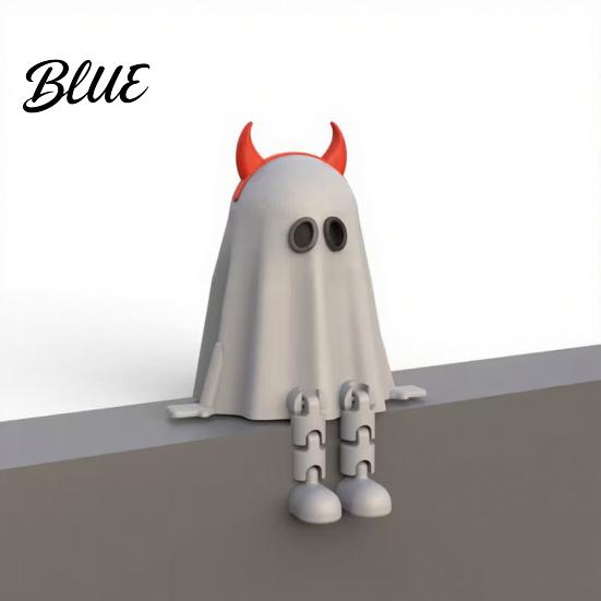 PLA Plastic Ornaments Halloween Desktop Decoration Movable Wizard Pumpkin Devil Ghost Figurine 3D Printed Figurines for Bookshelf Table And Window,