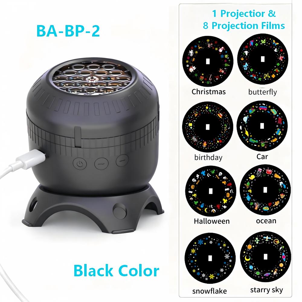 8 Patterns Christmas LED Projector Light Smart Dynamic Plug Play Rotatable USB Night Lamp for Bedroom Holiday Party Xmas Decor