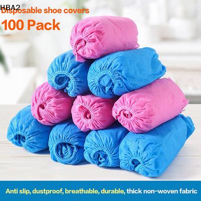 100pcs Disposable Waterproof Shoe Cover Non-Slip Foot Cover Indoor Non-Woven Fabric Padded Overshoes Rain Mud-Proof Shoe Cover