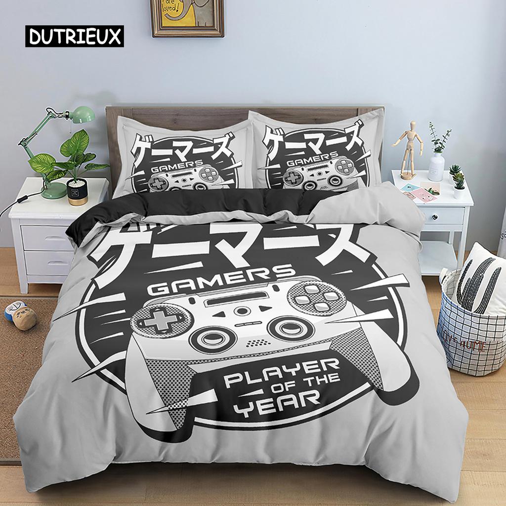 Set de lenjerie de pat pentru gameri de lux retro mâner de joc husă de plapumă queen adolescent băiat fată poliester imprimat gamepad cuvertură/plapumă huse 2/3 piese