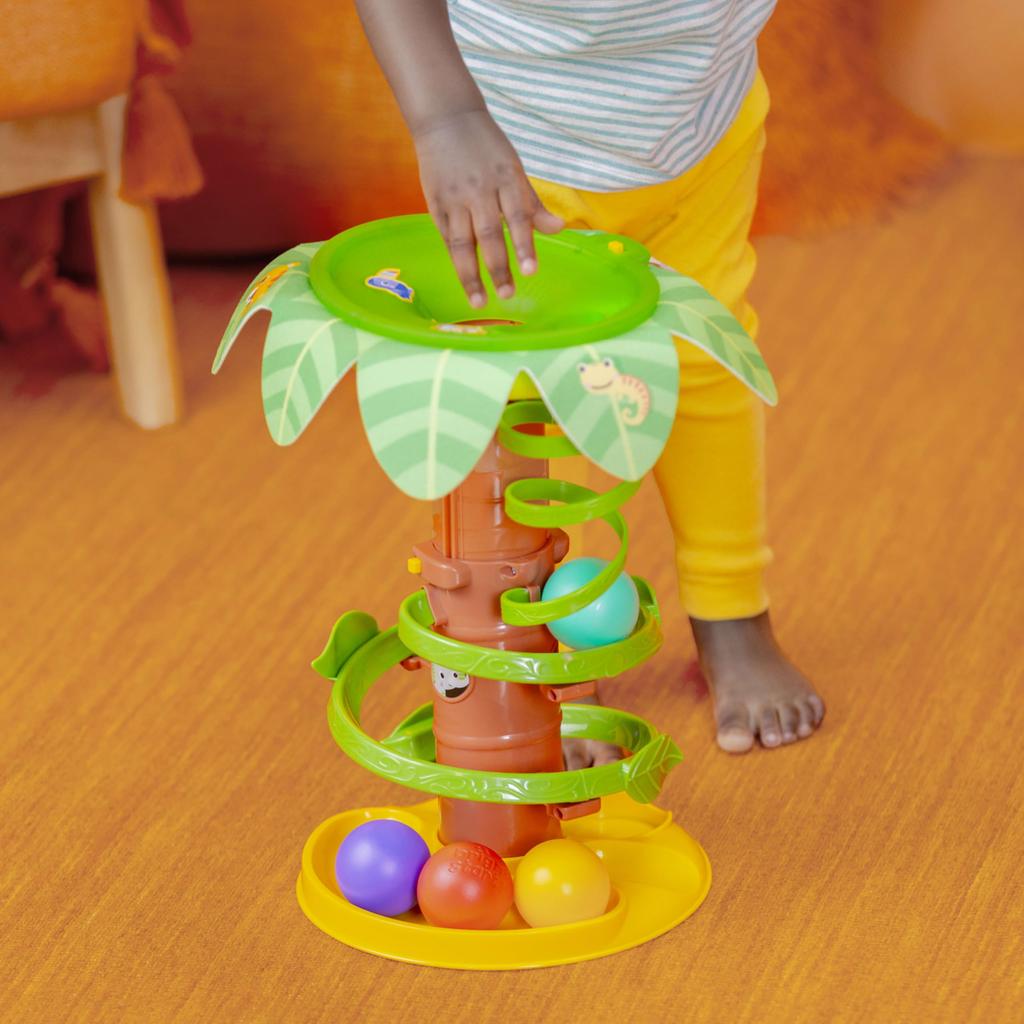 Bright Starts Kids2 Tropical Spinning Ball Tower (16826) - Educational Toy with Monkey and Safari Animals for Babies (6 Months and Up). Perfect for