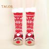 1 Paar Wintersocken mit Cartoon-Weihnachtsmann- und Elch-Print, mit Plüsch gefüttert, wärmespeichernd, Weihnachts-High-Tube-Socken, Beinwärmer, Herbst-Winter-Bodensocken, Weihnachtsgeschenk