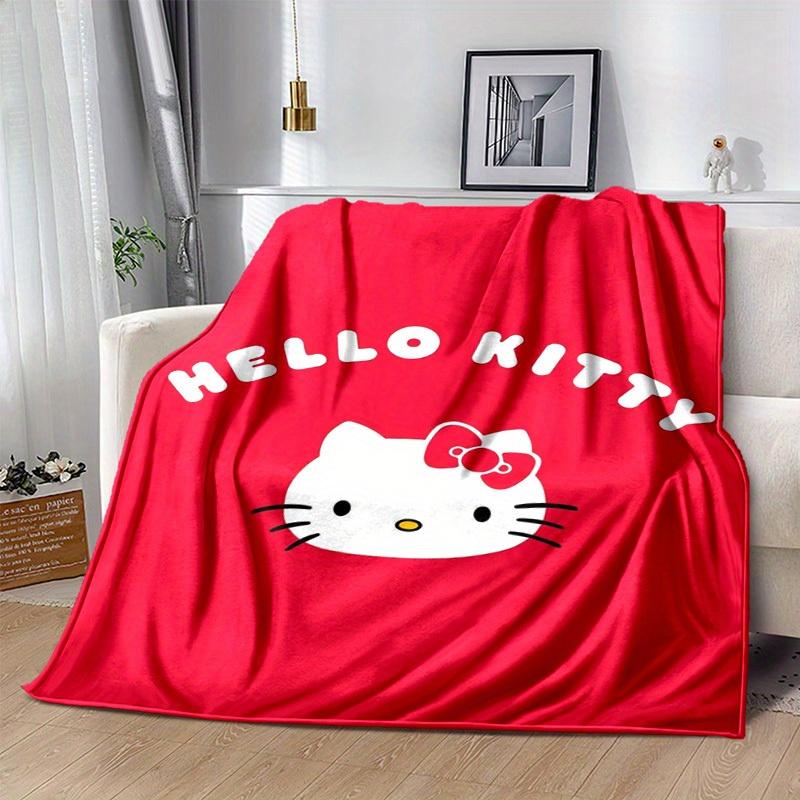 1pc. Hello Kitty Red Background Blanket - Perfect for Home Office Outdoor Gift Suitable Al