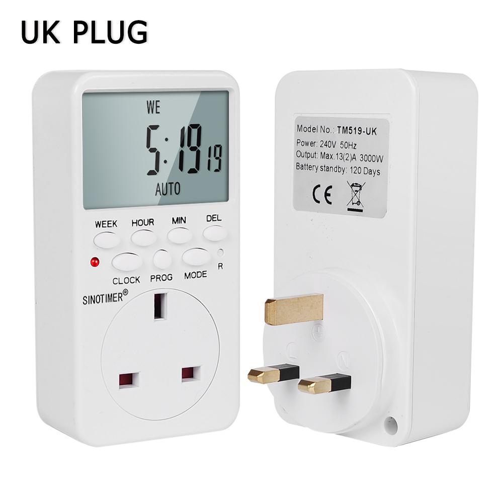EU UK BR Plug Outlet Electronic Digital Timer Socket with Timer 220V AC Socket Timer Plug Time Relay Switch Control Programmable