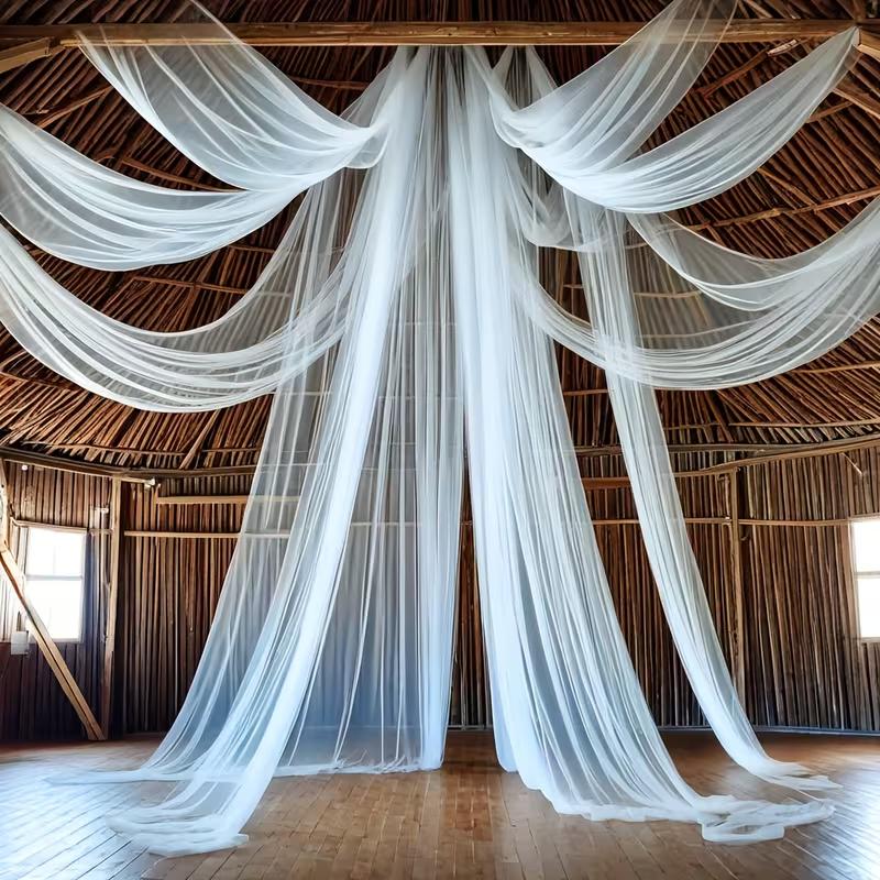 1PC White Tulle Backdrop Curtain Sheer Ceiling Drapes for Wedding Bride Shower Birthday Party Photo Christmas Decoration