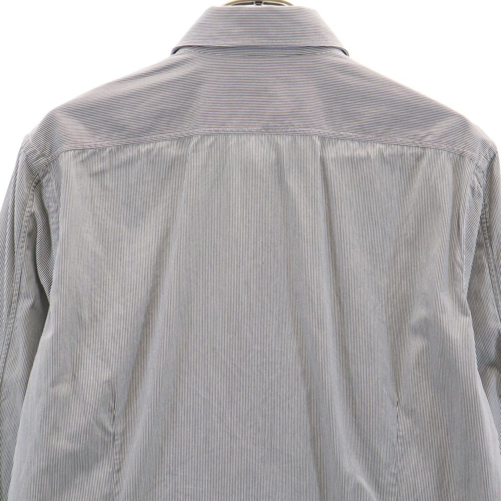 Gucci Made In Italy Striped Pattern Long Sleeve Cotton Shirt 40 Gray Men's Used