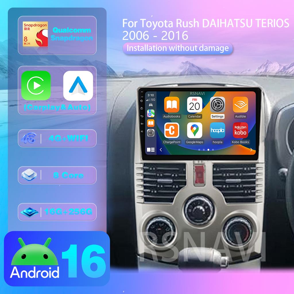 Android 16 Car Stereo Carplay Auto with 2K Screen, BT Multimedia Player for Toyota Rush DAIHATSU TERIOS, Stereo Car Radio 2006-2016