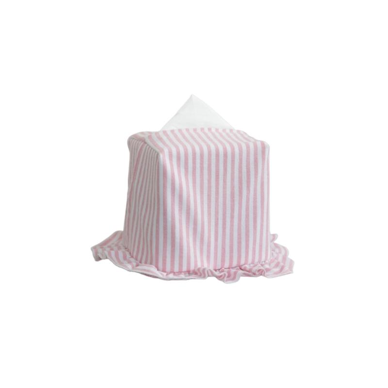 Cotton Fabric Tissue Box Cover, Lined Tissue Holder with Gathered Edge, for Bedroom Shelves in Daily Use
