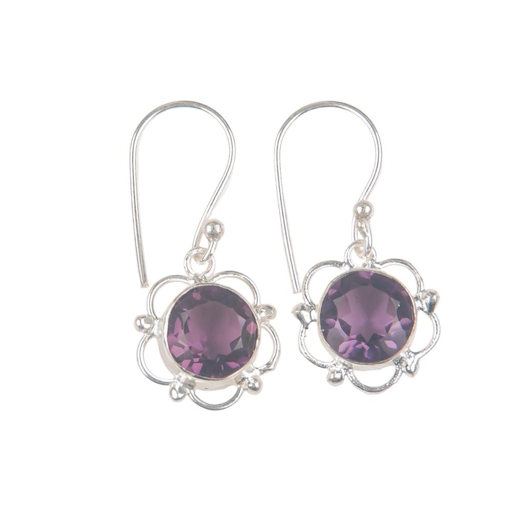 Amethst Gemstone 925 Sterling Silver Jewelry Handmade Drop/Dangle Earrings 1.40" EE-56-9