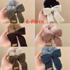 Knitted Bow Fluffy Hair Ties Set For Women Cute Cozy Soft Chic Bow Scrunchies Casual Hair  Perfect For Birthday Holiday Party Favor Daily Wear Gifts