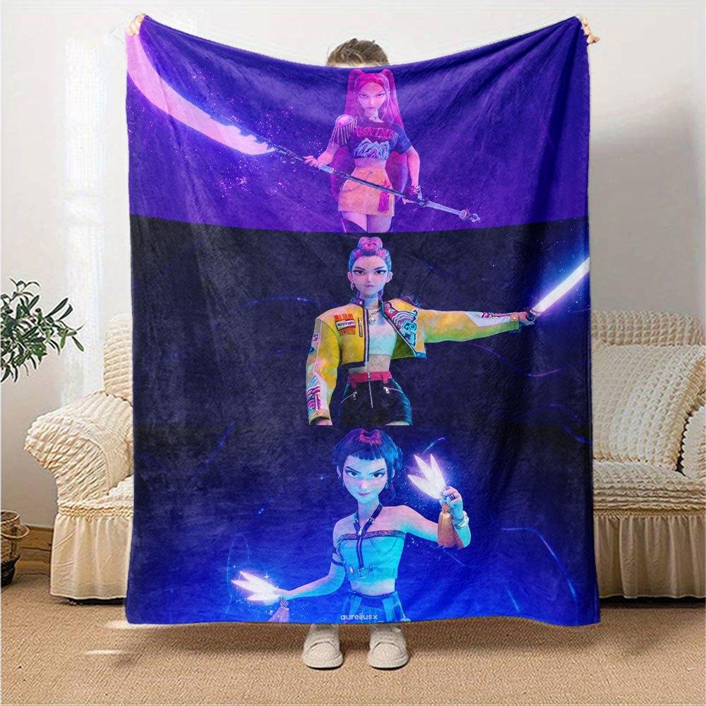 1pc Hunter X Kopo group - Themed Flannel Blanket - Suitable for Bed, Home Decor, Graduation Gifts, Easter, Back to School, ChristmasA98