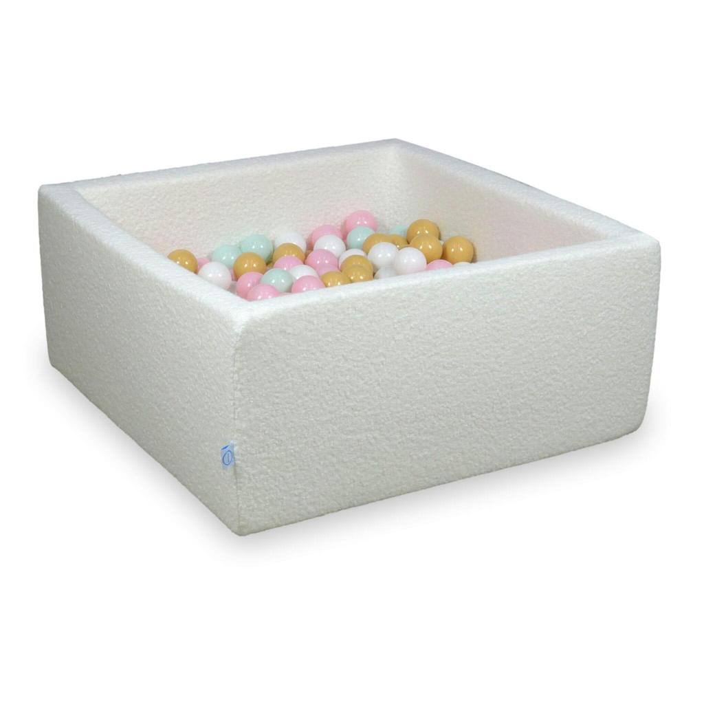 Dry pool 90x90x40 Boucle White 400 balls: white, light mint, light pink, beige