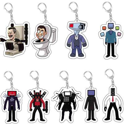 Funny Skibidi Toilet Keychain Skibidi DopToilet Tv Man Figure Toy Acrylic Keyring for Bag Pendant Key Chain Doll Gifts Wholesale