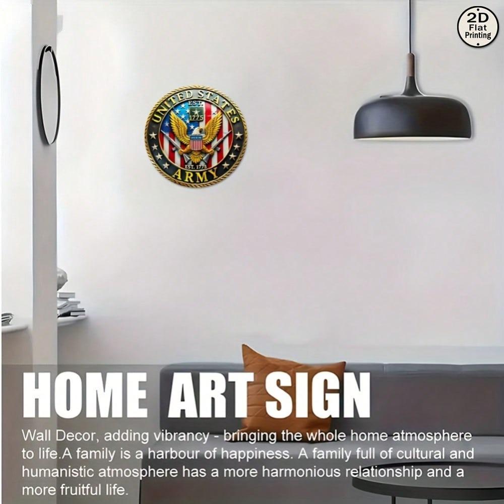 American Army Vintage 8 Inch Round Metal Sign Wall Decor Gift Home Cafe
