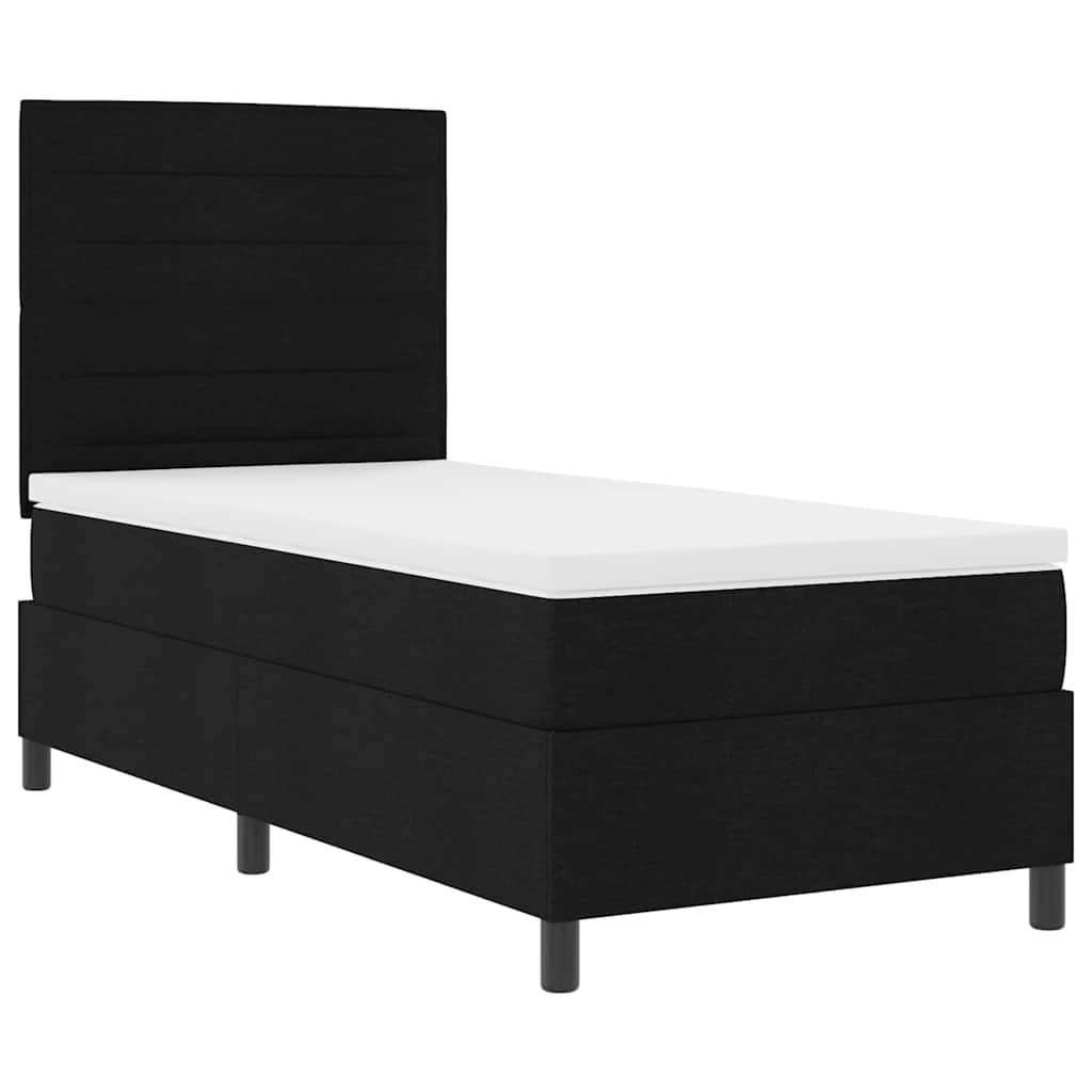 Box Spring Bed with Mattress and LED Lighting Black 90 x 200 cm Fabric