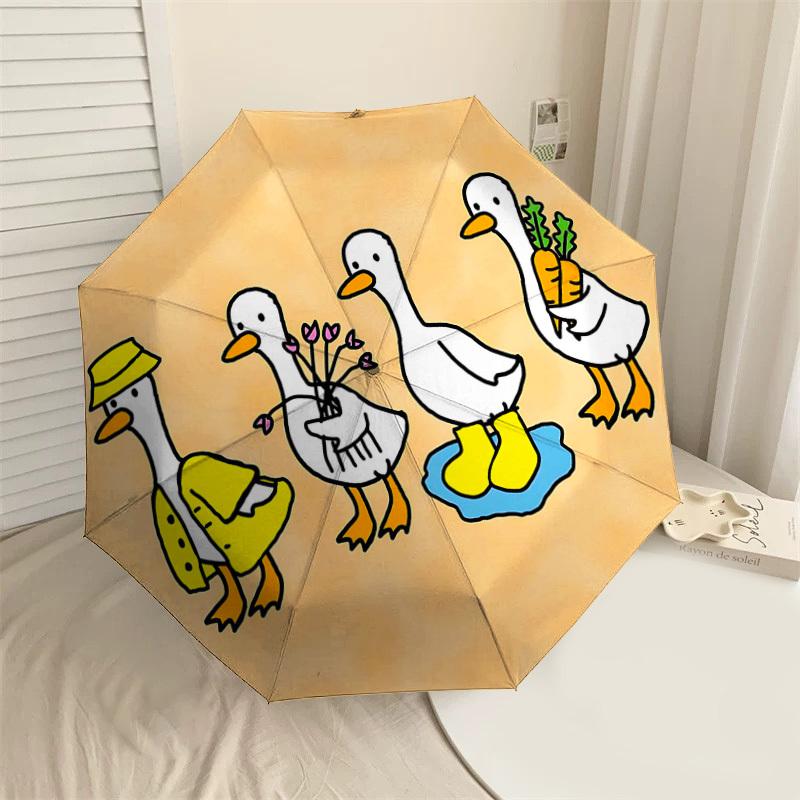 

1PC Ducks Carrots Umbrella-8-Rib Reinforced Portable Folding Travel Suitable for All Seasons Outdoor Daily Use-G371