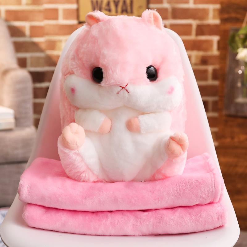 40Cm 3 In 1 Plush Hamster Hand Warmer Stuffed Mouse Hamster With Blanket Plush Toys Soft Kids Dolls For Girl Birthday Xmas Gift