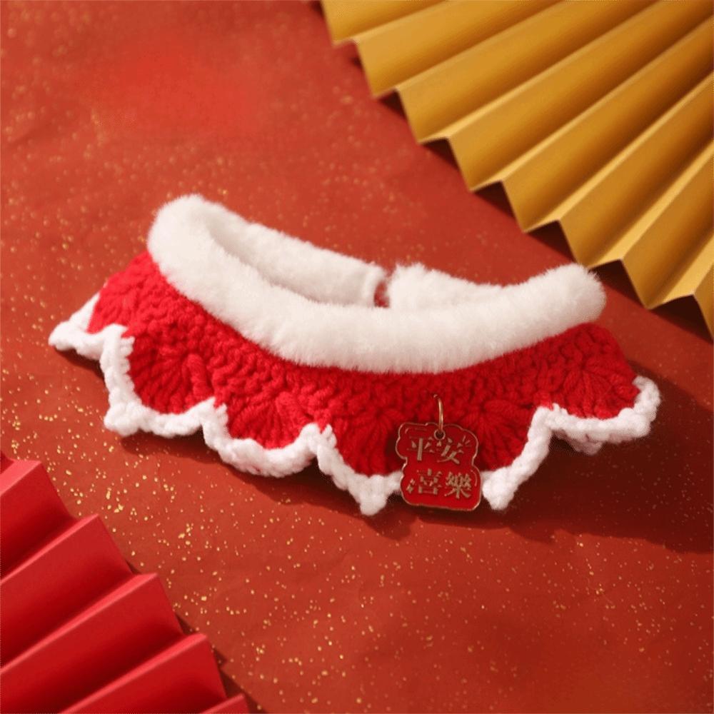 

Chinese-style New Year Knitted Pet Collar Adjustable Length Pet Bib Festive Cat Tie for Cats Puppy L-Style A