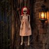 Hanging Red Hair Skeleton Girl Halloween Decoration for Party House