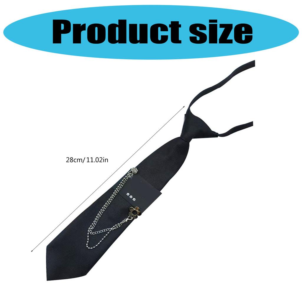 Y2K JK Tie for Theme Party Knotfree Neck Tie with Metal Chain School Event Shirt Tie for Everyday Use Uniform Neckwear