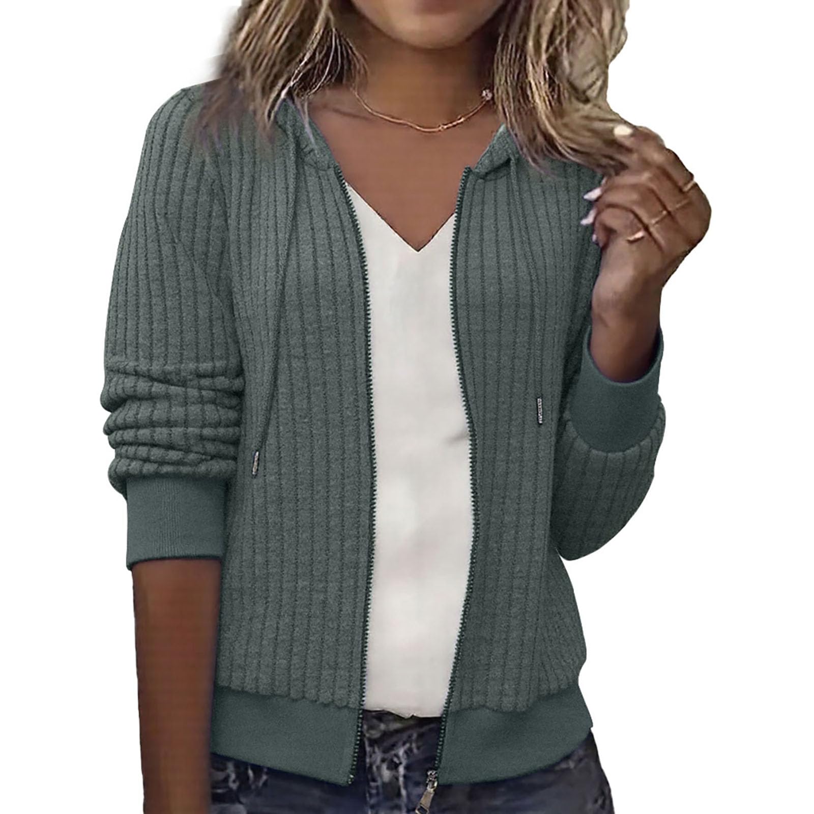 

Женский модный повседневный кардиган-жакет однотонного цвета с длинными рукавами XL зелёный