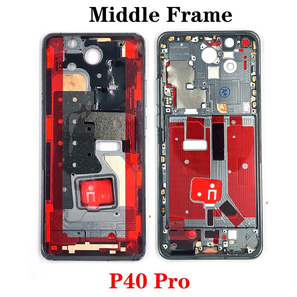OG For Huawei P20 P30 P40 P50 P50E P60 P70 Pro Plus Ultra Art Middle Frame Housing Front LCD Bezel Cover With Side Button