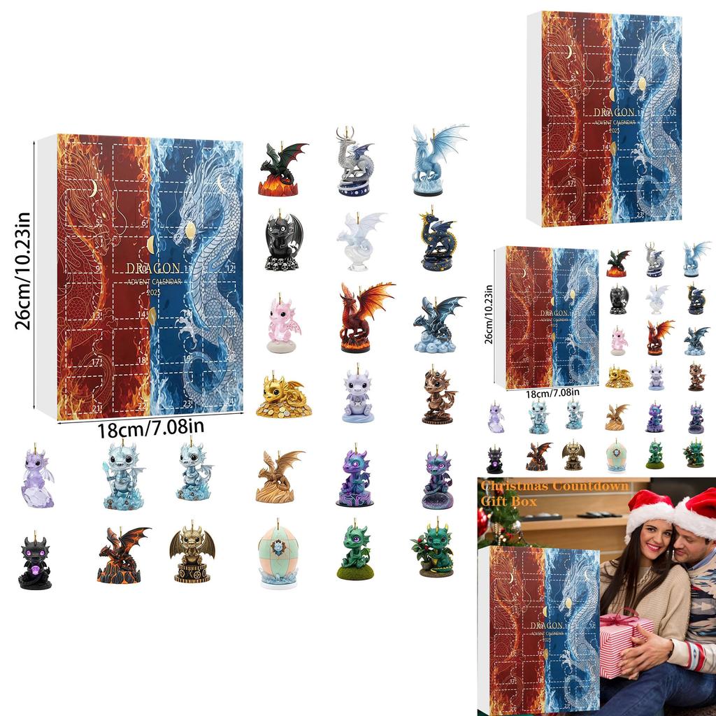 Water Fire Dragon Holiday Advent Calendar With Acrylic Components For Christmas Party And Gift Exchange