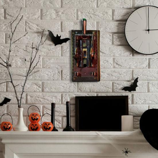 Terror-Switch Gothic Light Switch Cover With Flip Lever – Retro Horror Movie Themed Wall Decor, Halloween Eerie Sound & Green Glow Effect (AAA Not Included)