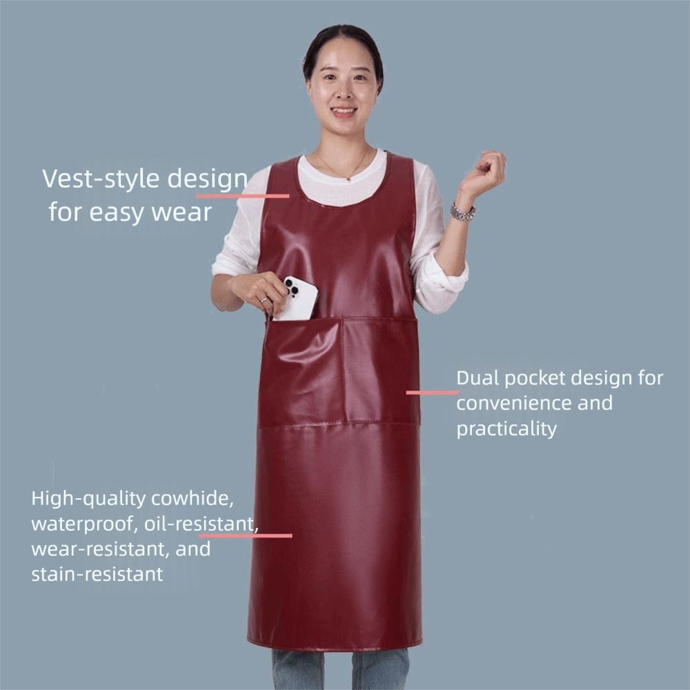 PU Leather Kitchen Apron Waterproof Cleaning Apron Durable Cooking Work Clothes  Cleaning Tasks